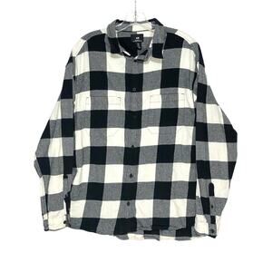 H&M Black Buffalo Plaid Button Shirt Flannel Mens XL Relaxed Fit Lumberjack Cozy